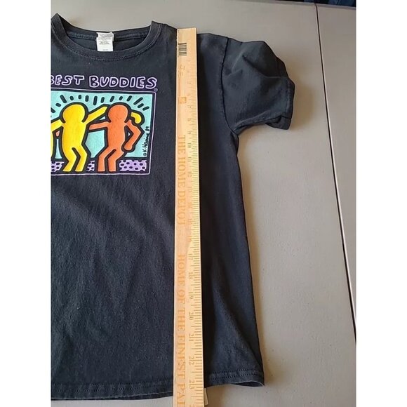 Vintage 1989 Keith Haring Best Buddies Art T-shirt Youth L Black Short Sleeve Su - Picture 9 of 11